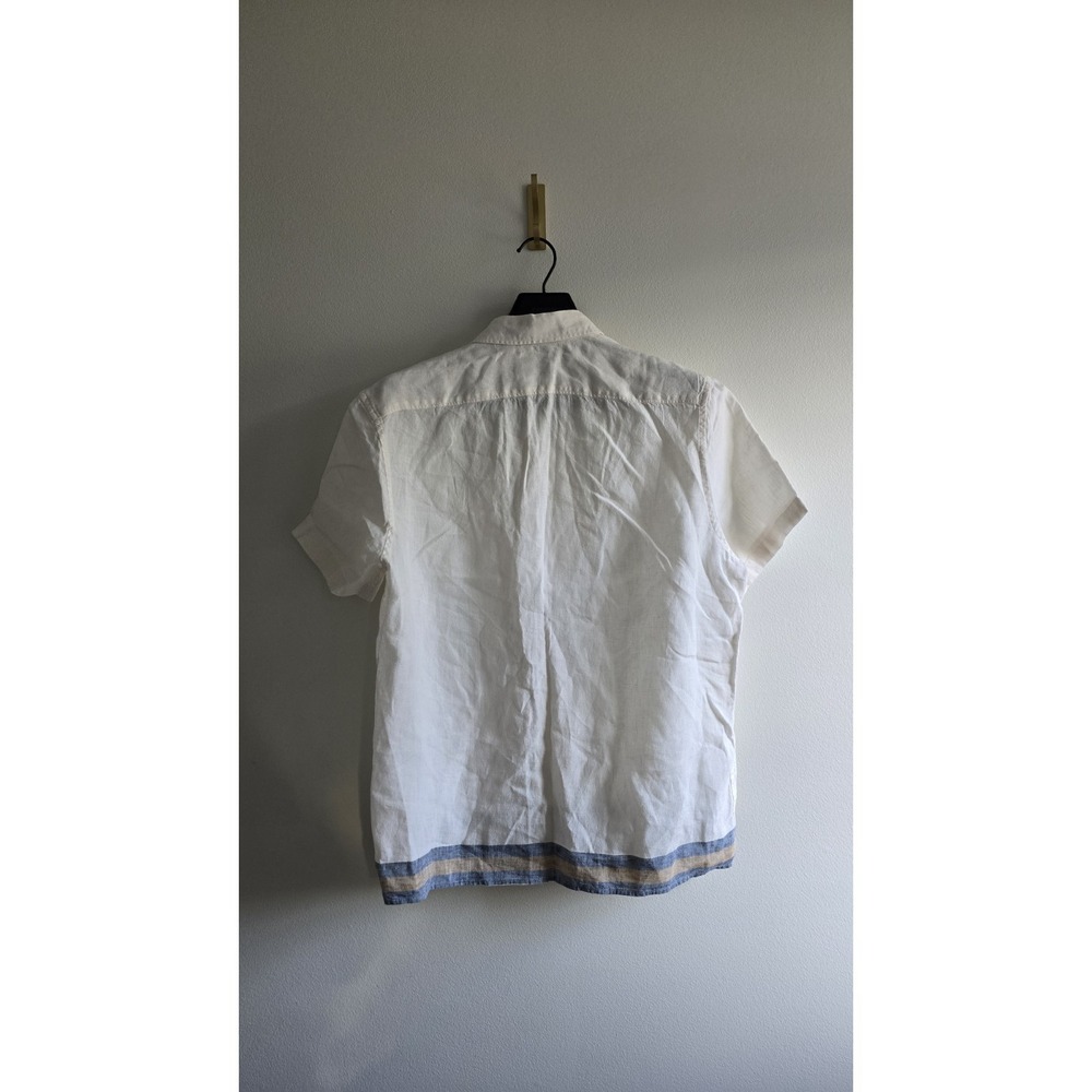 Murano Beaird McNutt Linen Shirt Mens White Short Sleeve Button Up Summer Large - Picture 4 of 4